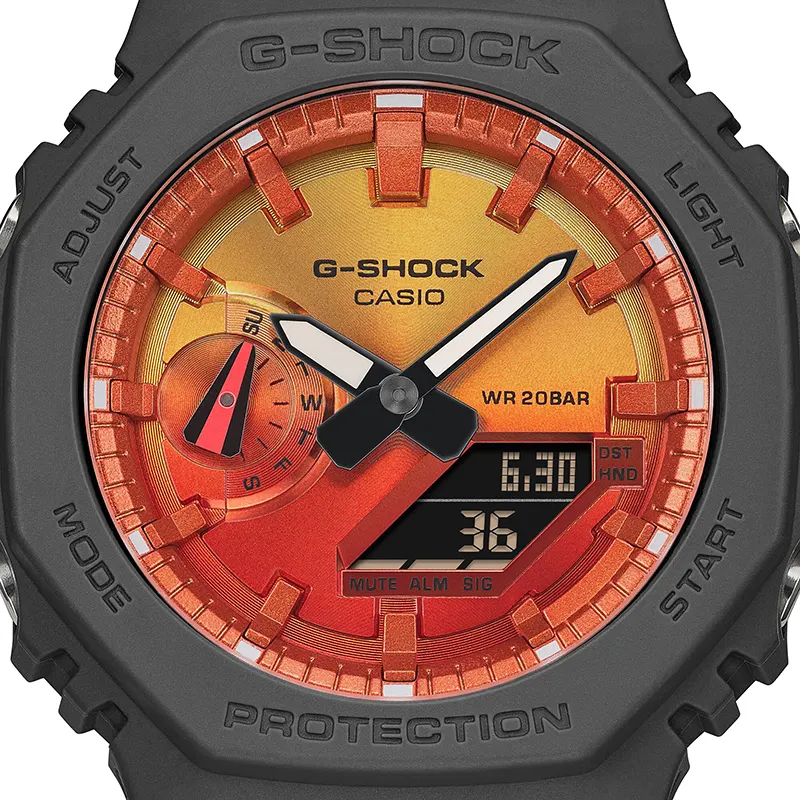 Casio G-Shock Fluorescent Layered Bezel Carbon Core Guard Men’s Watch- GA-2100FLS-8A4